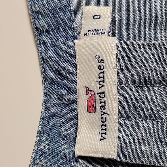 Vineyard Vines Shirt Dress Tunic V-neck 3/4 Sleeve Lyocell Linen Chambray 0 XS - Picture 13 of 16